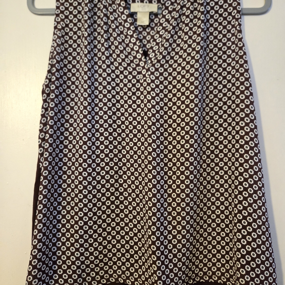 LOFT Maroon and White Patterned Blouse